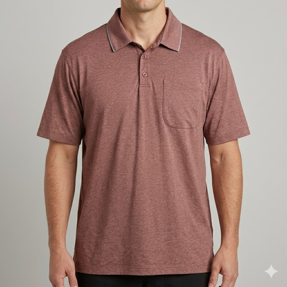 Duluth Trading Co Polo Shirt Mens XL Short Sleeve Heathered Burgundy Red